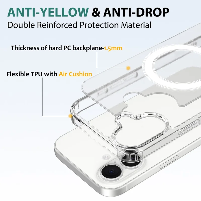 For iPhone 18 Magnetic Case TPU + Acrylic Phone Cover with Camera Control Button - Transparent