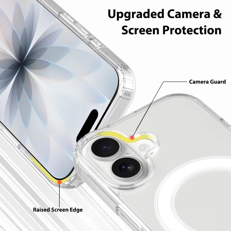 For iPhone 18 Magnetic Case TPU + Acrylic Phone Cover with Camera Control Button - Transparent