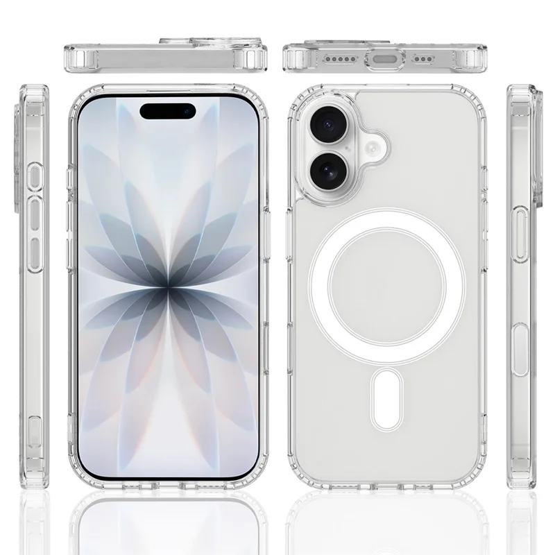 For iPhone 18 Magnetic Case TPU + Acrylic Phone Cover with Camera Control Button - Transparent