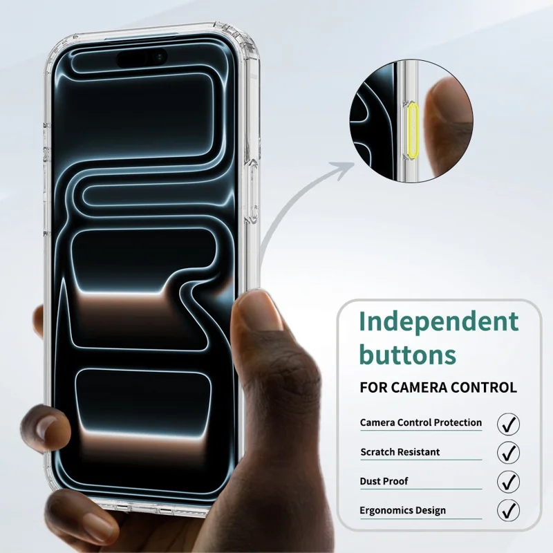 For iPhone 18 Pro Max Magnetic Case TPU + Acrylic Phone Cover with Camera Control Button - Transparent