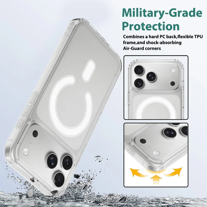 For iPhone 18 Pro Max Magnetic Case TPU + Acrylic Phone Cover with Camera Control Button - Transparent