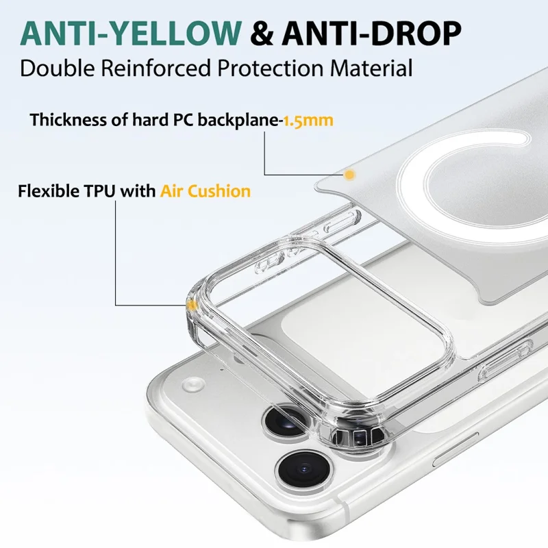 For iPhone 18 Pro Max Magnetic Case TPU + Acrylic Phone Cover with Camera Control Button - Transparent