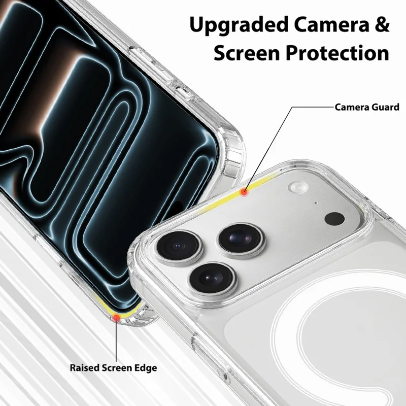 For iPhone 18 Pro Max Magnetic Case TPU + Acrylic Phone Cover with Camera Control Button - Transparent