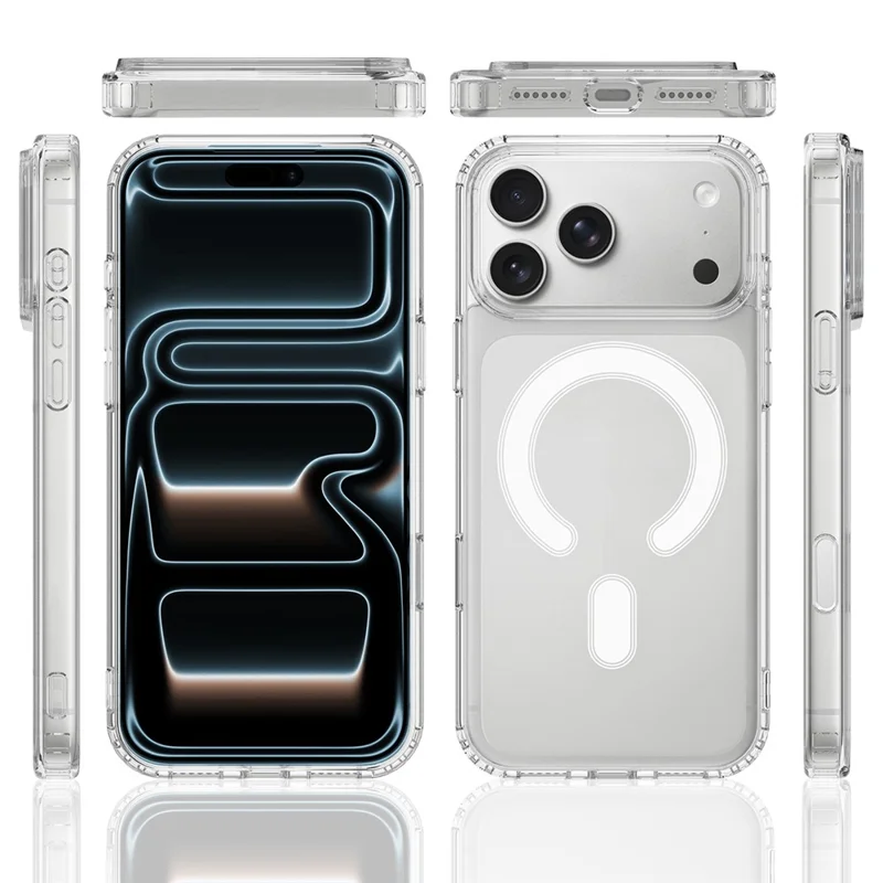 For iPhone 18 Pro Max Magnetic Case TPU + Acrylic Phone Cover with Camera Control Button - Transparent