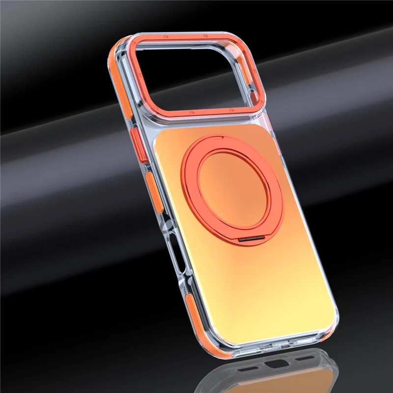 For iPhone 18 Pro / 17 Pro Magnetic Case Chameleon Gradient TPU + Acrylic Phone Cover with 360 Degree Rotating Kickstand - Orange
