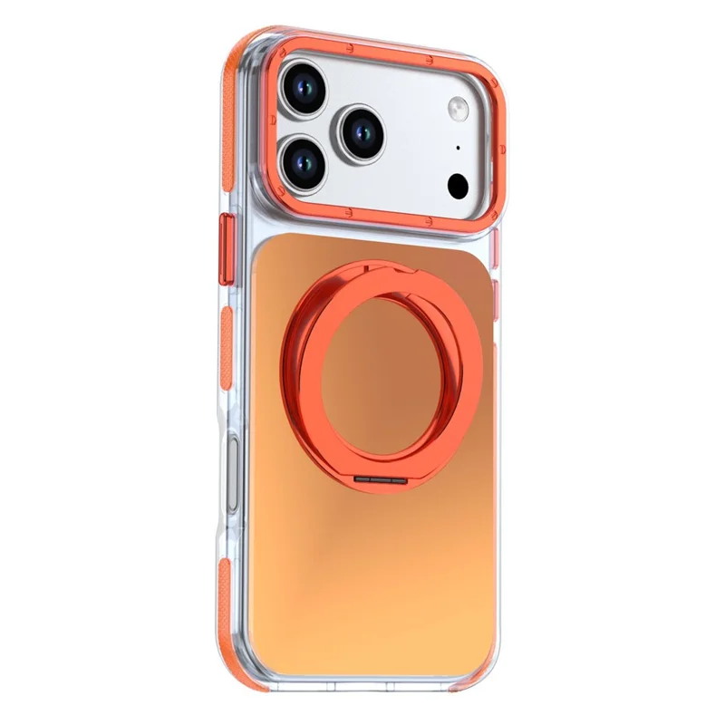 For iPhone 18 Pro Max Magnetic Case Chameleon Gradient TPU + Acrylic Phone Cover with 360 Degree Rotating Kickstand - Orange