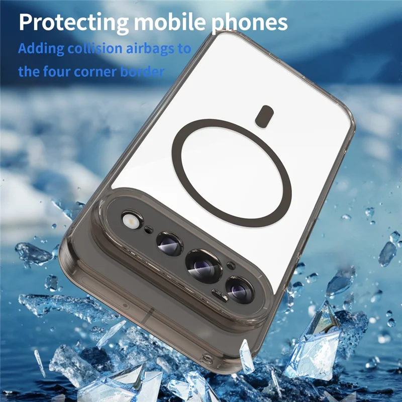 For Google Pixel 11 Pro XL Magnetic Case Clear PC + TPU Shockproof Phone Back Cover - Transparent Black