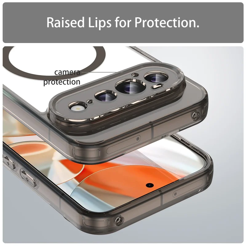 For Google Pixel 11 Pro XL Magnetic Case Clear PC + TPU Shockproof Phone Back Cover - Transparent Black