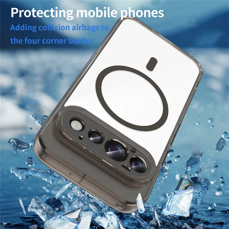 For Google Pixel 11 Magnetic Case Clear PC + TPU Shockproof Phone Back Cover - Transparent Black