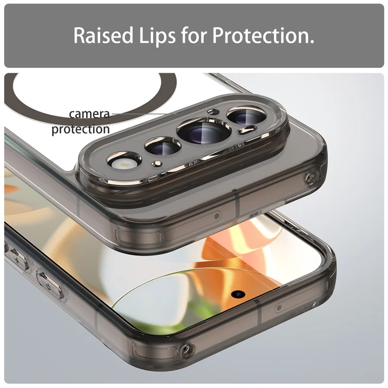 For Google Pixel 11 Magnetic Case Clear PC + TPU Shockproof Phone Back Cover - Transparent Black