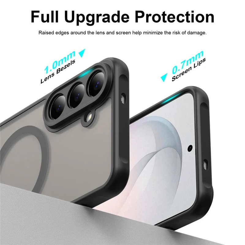 For Samsung Galaxy S26 FE Magnetic Case Anti Drop Matte PC + TPU Phone Cover - Black