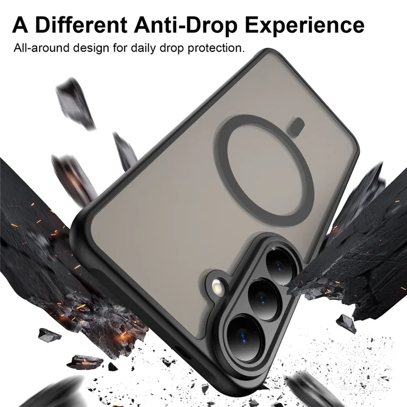 For Samsung Galaxy S26 FE Magnetic Case Anti Drop Matte PC + TPU Phone Cover - Black
