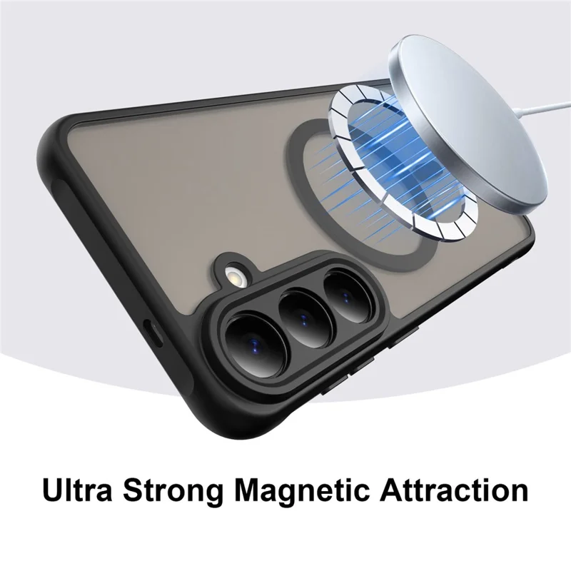 For Samsung Galaxy S26 FE Magnetic Case Anti Drop Matte PC + TPU Phone Cover - Black