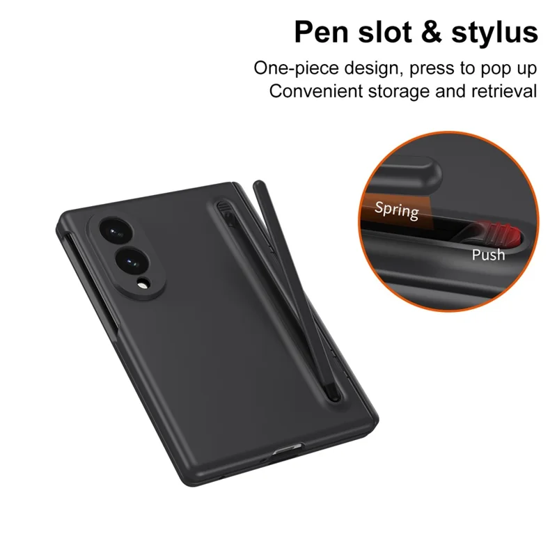 For Samsung Galaxy Z Fold8 Case PC Phone Back Cover with Stylus and Tempered Glass Film - Black