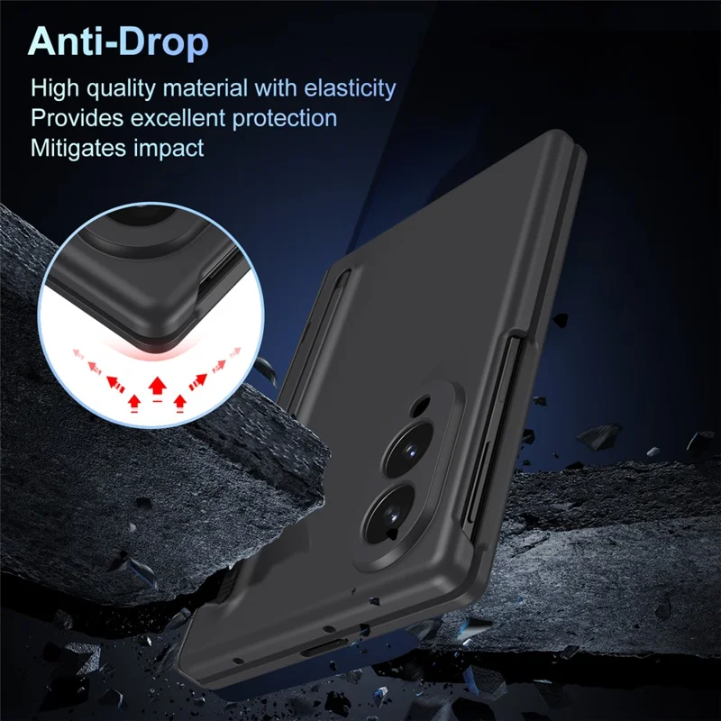 For Samsung Galaxy Z Fold8 Case PC Phone Back Cover with Stylus and Tempered Glass Film - Black