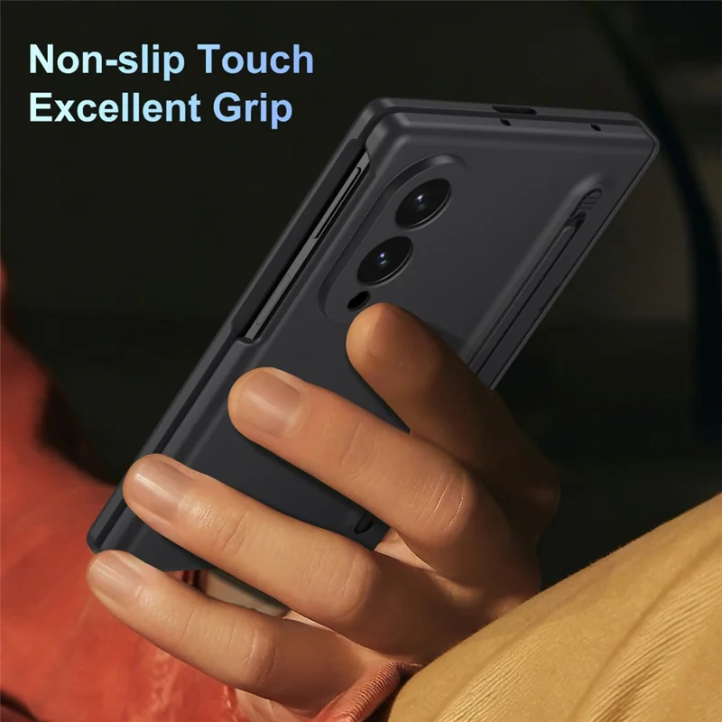 For Samsung Galaxy Z Fold8 Case PC Phone Back Cover with Stylus and Tempered Glass Film - Black