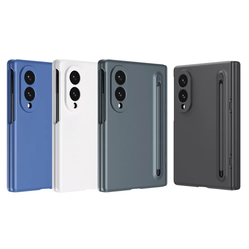 For Samsung Galaxy Z Fold8 Case PC Phone Back Cover with Stylus and Tempered Glass Film - Black