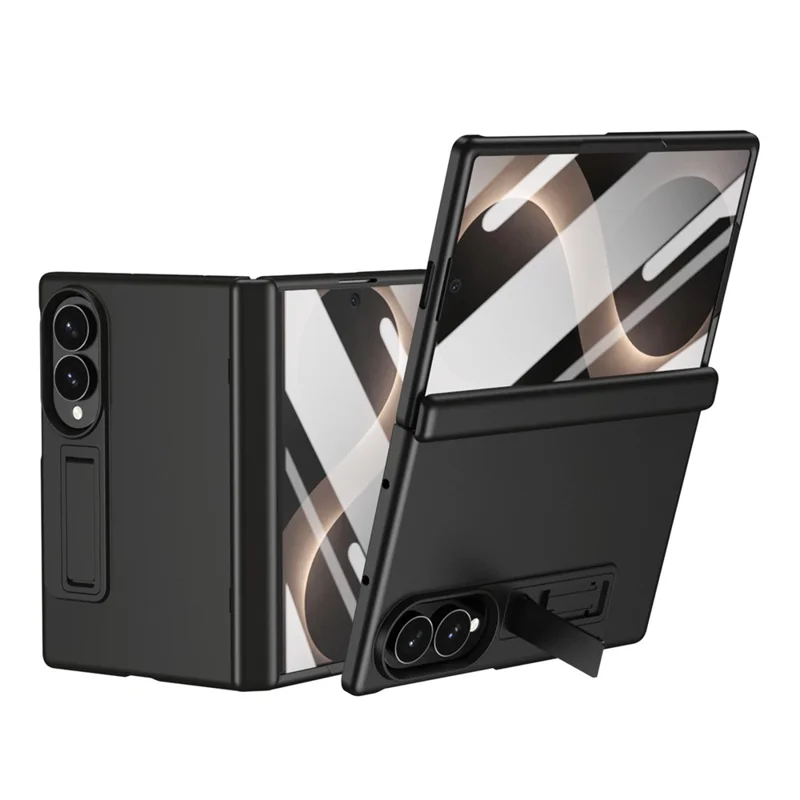 For Samsung Galaxy Z Fold8 Case Hard PC Anti-Drop Phone Cover with Kickstand / HD Screen Protector  - Black