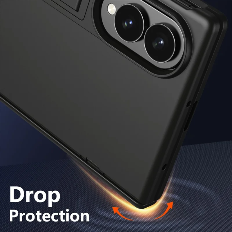 For Samsung Galaxy Z Fold8 Case Hard PC Anti-Drop Phone Cover with Kickstand / HD Screen Protector  - Black