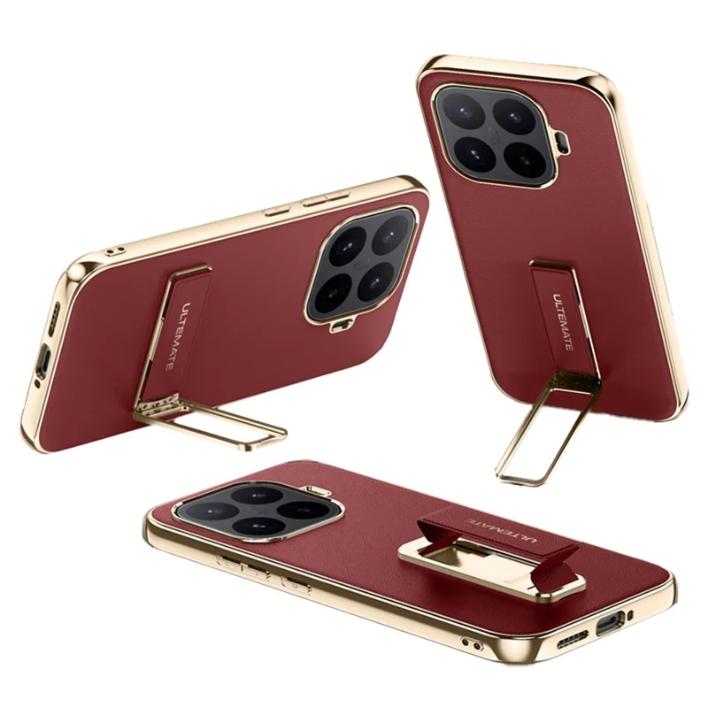 Capa para Xiaomi 17T com Alça de Pulso e Suporte de Mesa em Pele + TPU, Capa Protetora à Prova de Choques - Vermelho