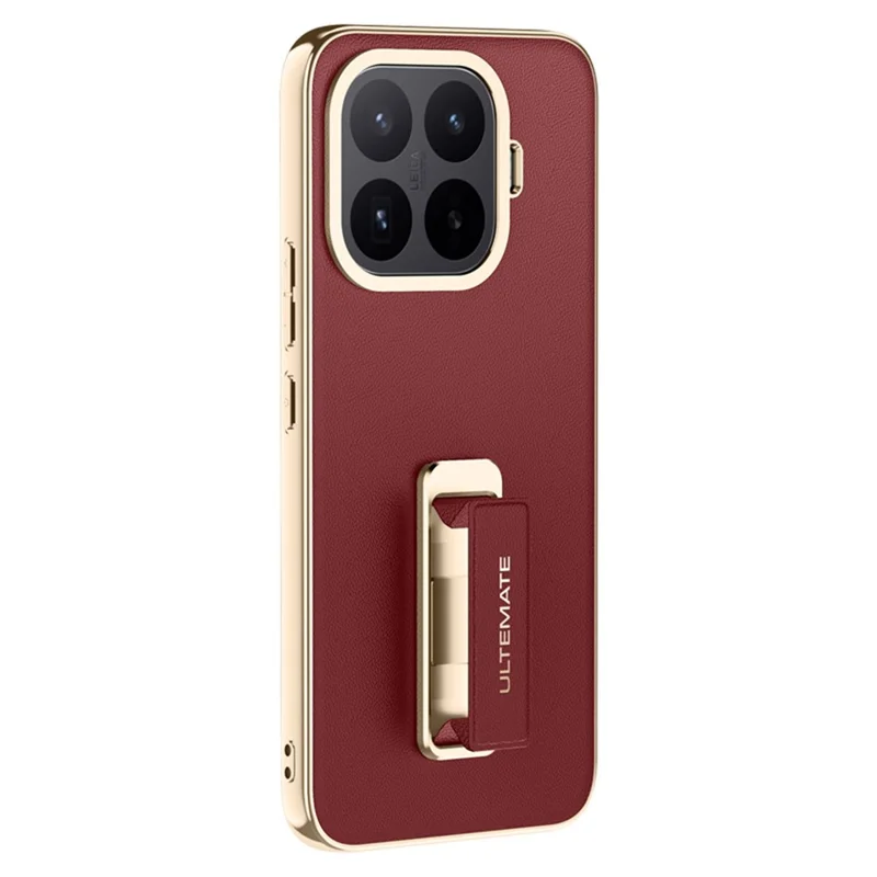 Capa para Xiaomi 17T com Alça de Pulso e Suporte de Mesa em Pele + TPU, Capa Protetora à Prova de Choques - Vermelho