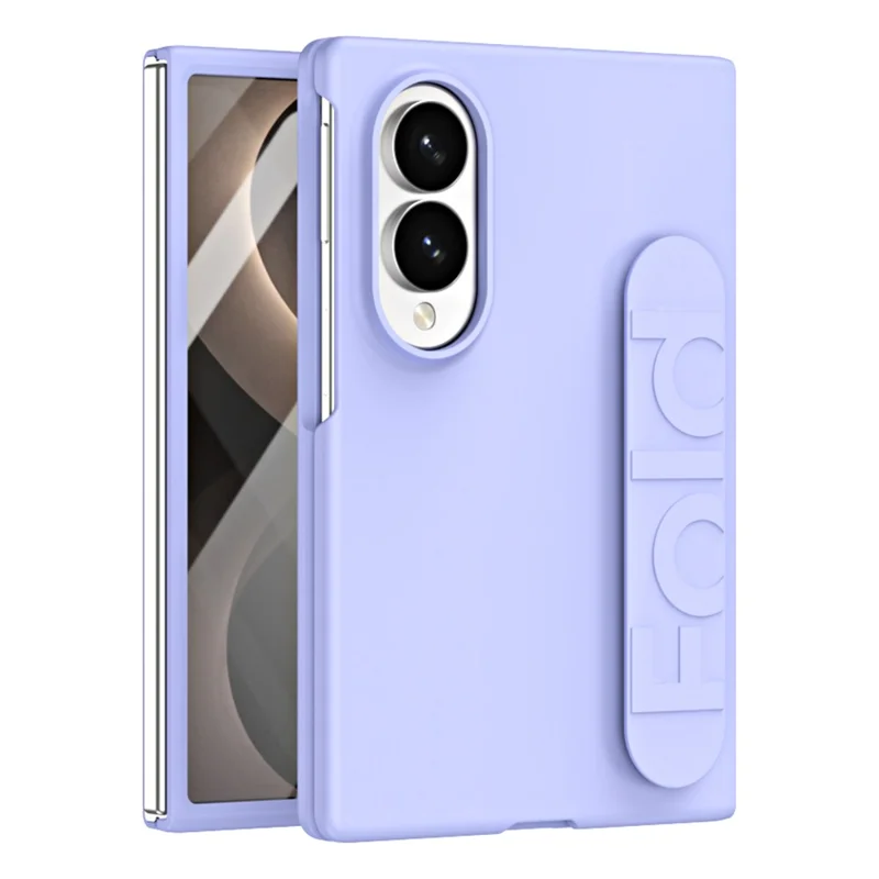 Til Samsung Galaxy Z Fold8 Taske med Håndledsrem og Gummibelagt Hård PC Telefontaske - Lilla