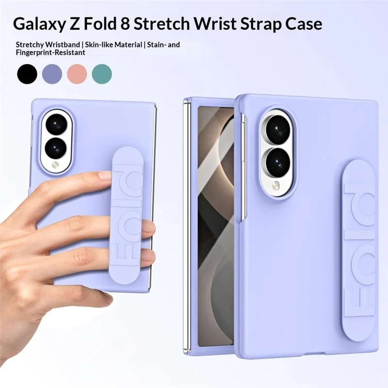 Til Samsung Galaxy Z Fold8 Taske med Håndledsrem og Gummibelagt Hård PC Telefontaske - Lilla
