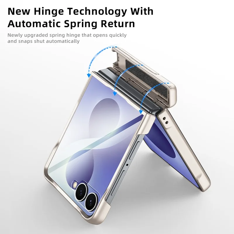 Чехол для Samsung Galaxy Z Flip8 5G с петлей-подставкой, кожаный чехол из поликарбоната с прозрачной HD защитной пленкой - Черный