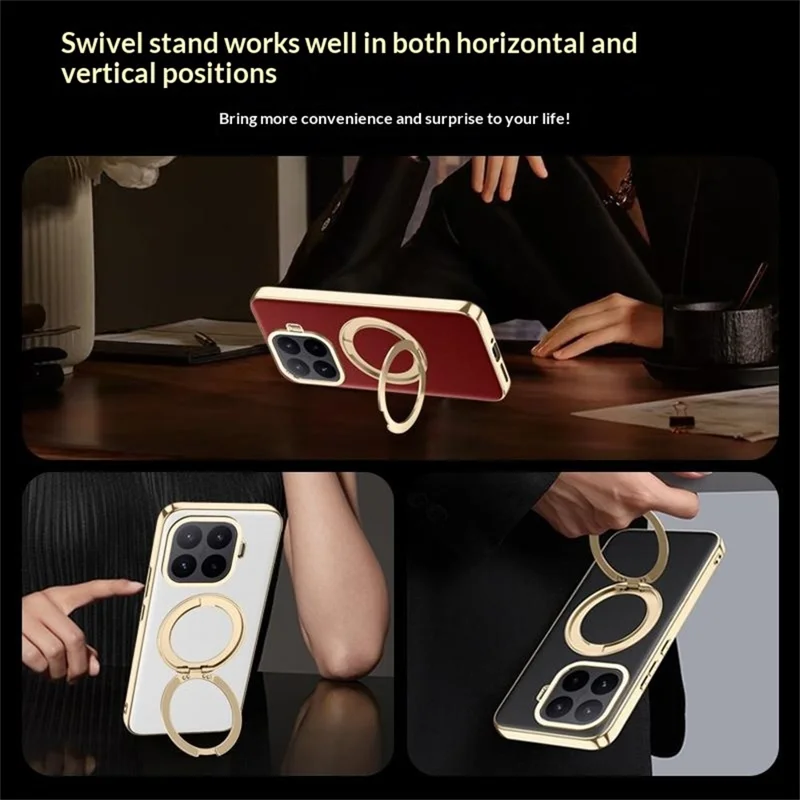 Funda para Xiaomi 17T con Soporte Magnético Giratorio, Funda Trasera de Cuero + TPU a Prueba de Golpes - Rojo
