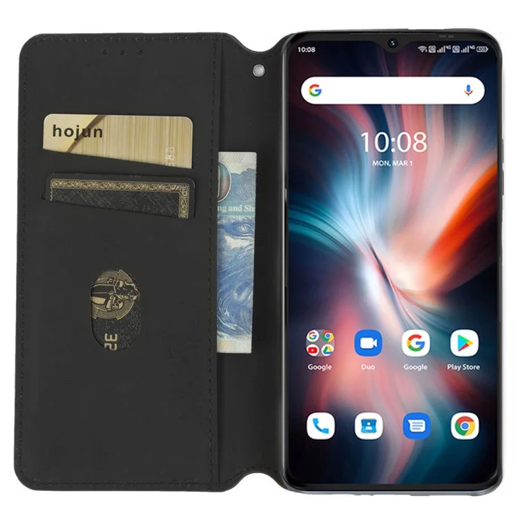 Für Umditigi C1 / C1 Max Ständer Brieftasche Telefonhülle, Volles Schutz Geprägtes Rhombusmuster PU Leder Magnetische Automatische Absorten-flip-abdeckung - Schwarz
