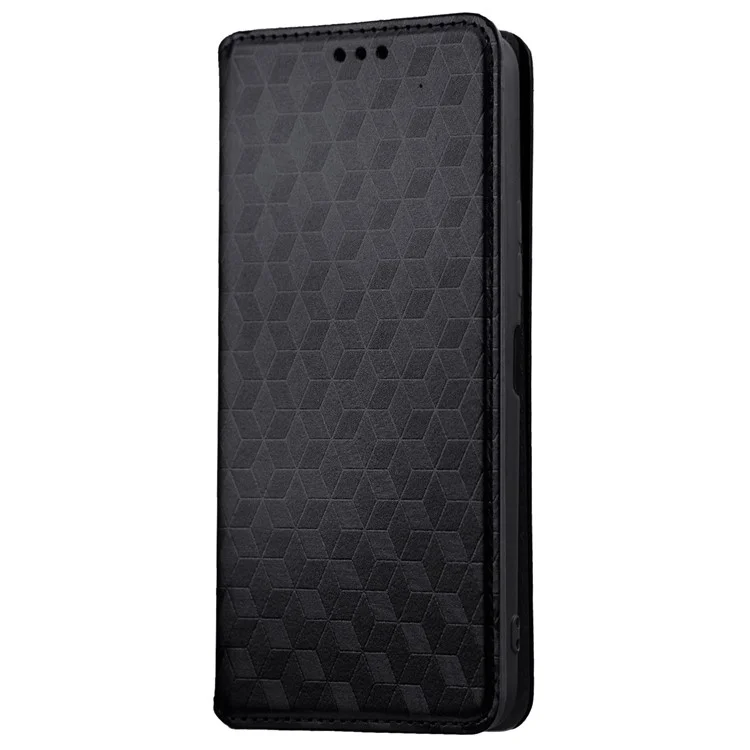 Für Umditigi C1 / C1 Max Ständer Brieftasche Telefonhülle, Volles Schutz Geprägtes Rhombusmuster PU Leder Magnetische Automatische Absorten-flip-abdeckung - Schwarz