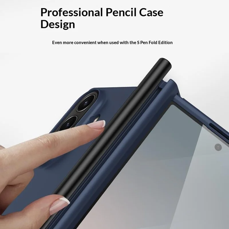 For Samsung Galaxy Z Fold8 Ultra Case Hinge Protection Hard PC Phone Cover with Screen Protector / Stylus - Blue