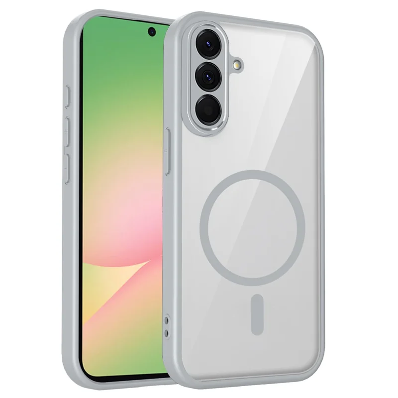 Étui magnétique pour Samsung Galaxy A36 5G / A37 5G, coque transparente en PC + TPU antichoc, finition agréable au toucher - Gris