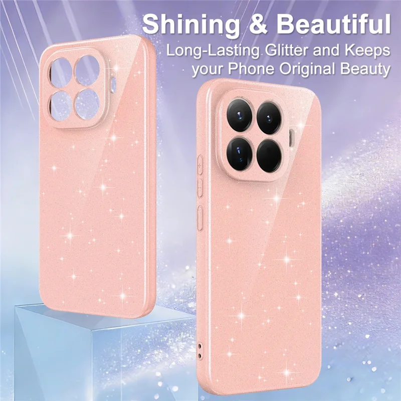 For Xiaomi 17T Pro Magnetic Case Glitter TPU Shockproof Phone Cover with Lanyard - Pink