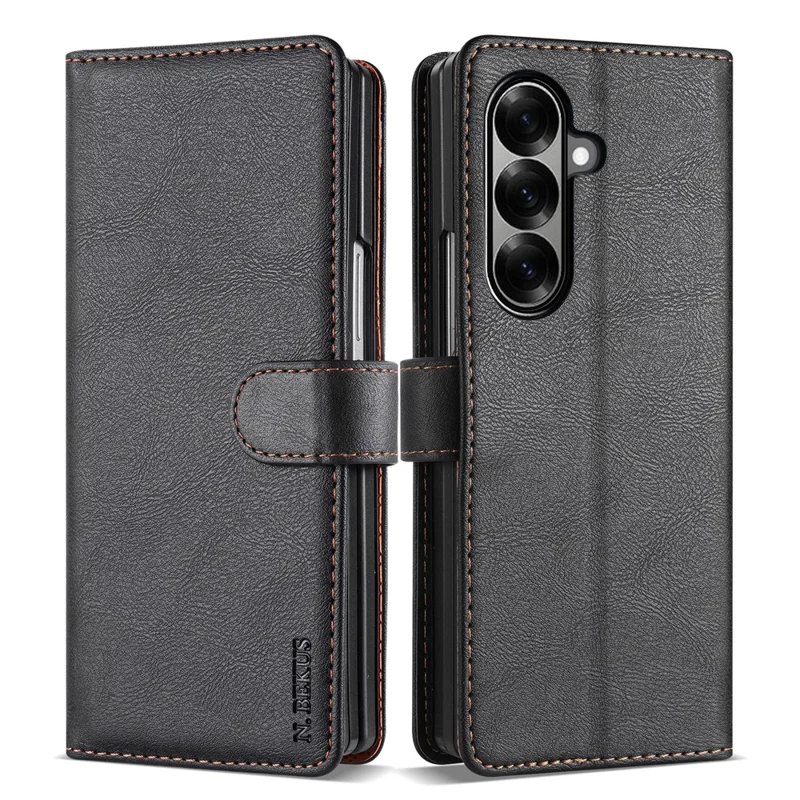 N.BEKUS CSJ-001 Custodia Supporto Ultra per Samsung Galaxy Z Fold8, Cover Portafoglio in Pelle PU, Nera