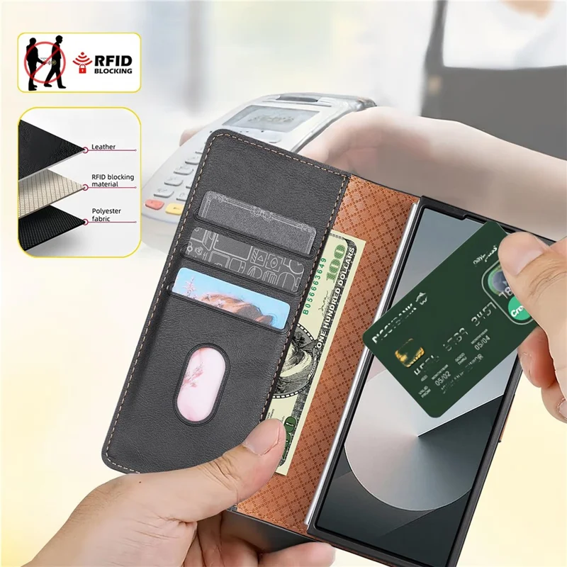 N.BEKUS CSJ-001 Custodia Supporto Ultra per Samsung Galaxy Z Fold8, Cover Portafoglio in Pelle PU, Nera