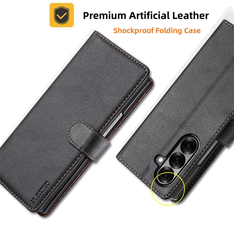 N.BEKUS CSJ-001 Custodia Supporto Ultra per Samsung Galaxy Z Fold8, Cover Portafoglio in Pelle PU, Nera