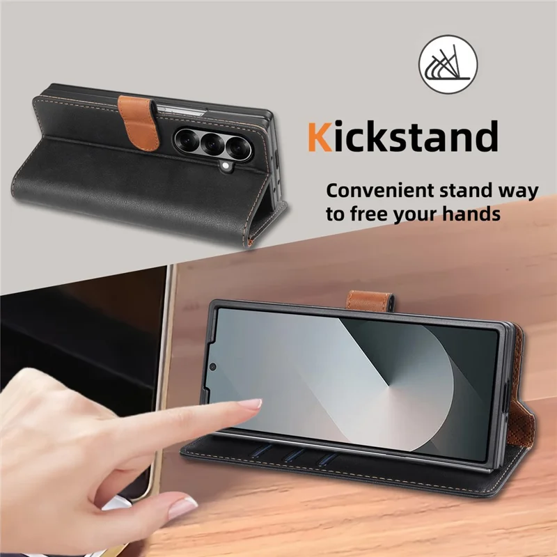 N.BEKUS CSJ-001 Custodia Supporto Ultra per Samsung Galaxy Z Fold8, Cover Portafoglio in Pelle PU, Nera