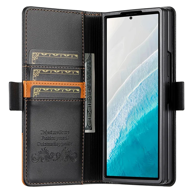 N.BEKUS för Samsung Galaxy Z Fold8 Ultra ställfodral med RFID-skydd, plånbetsfodral i PU-läder - Svart