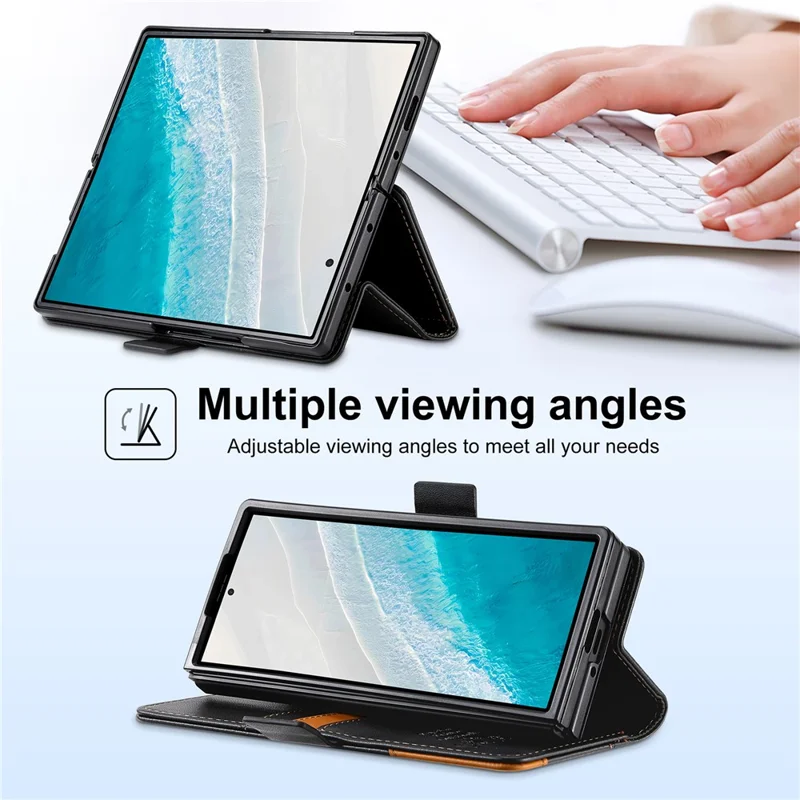N.BEKUS för Samsung Galaxy Z Fold8 Ultra ställfodral med RFID-skydd, plånbetsfodral i PU-läder - Svart