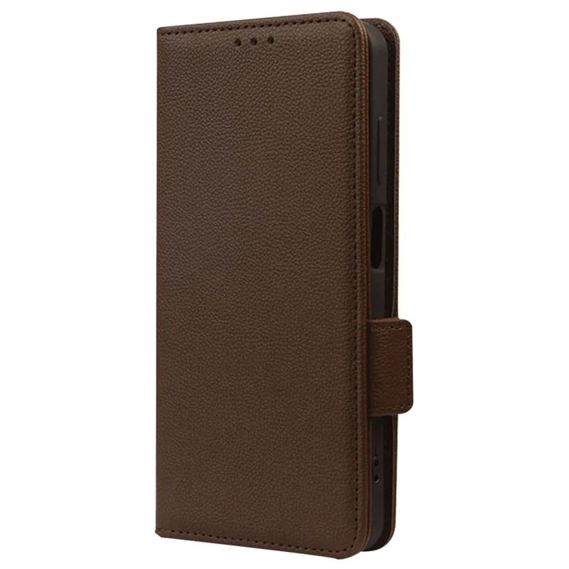 For vivo Y16 4G / Y02s 4G / Y35 5G / Y35m 5G / Y53t 5G / Y56 5G / iQOO Z7i / T2x (India) 5G Phone Case PU Leather Shockproof Flip Stand Magnetic Protective Cover Litchi Texture Wallet with Strap - Brown