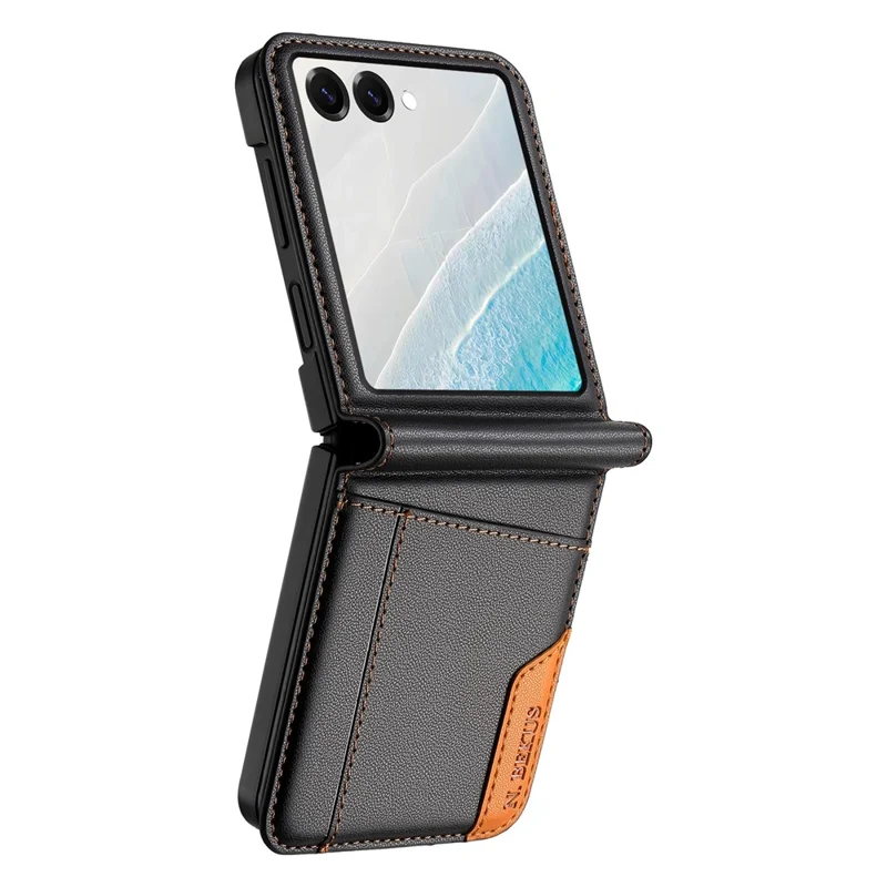 N.BEKUS Custodia per Samsung Galaxy Z Flip8 con Portatessere in PU + PC Copertura Posteriore del Telefono - Nero