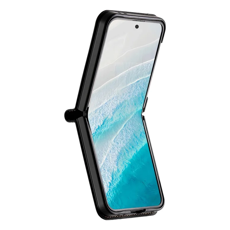 N.BEKUS Custodia per Samsung Galaxy Z Flip8 con Portatessere in PU + PC Copertura Posteriore del Telefono - Nero