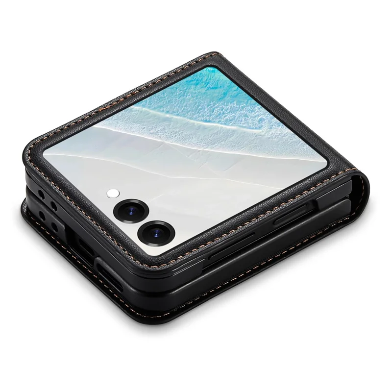 N.BEKUS Custodia per Samsung Galaxy Z Flip8 con Portatessere in PU + PC Copertura Posteriore del Telefono - Nero
