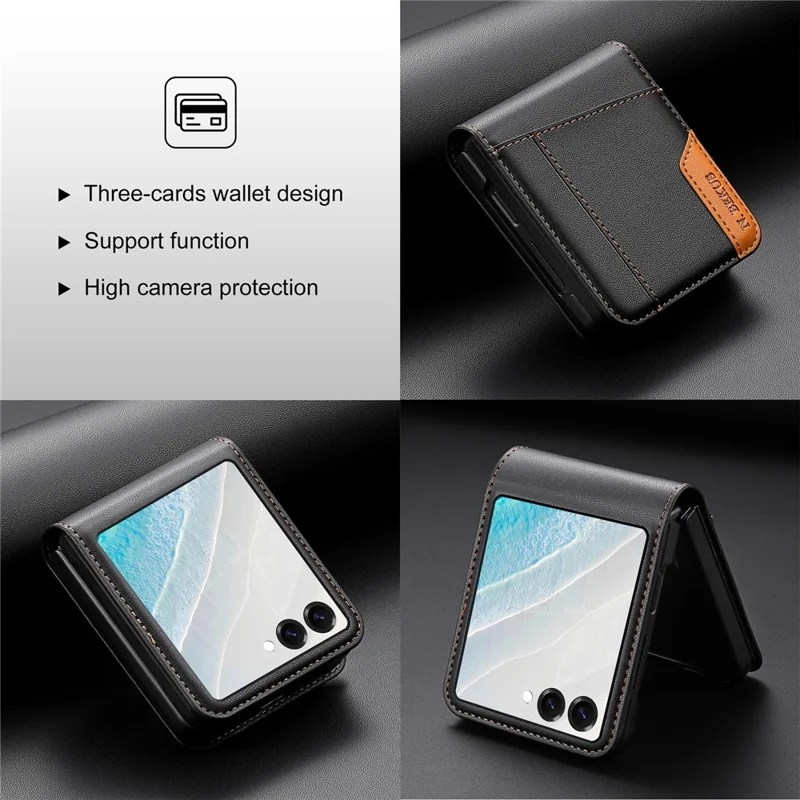 N.BEKUS Custodia per Samsung Galaxy Z Flip8 con Portatessere in PU + PC Copertura Posteriore del Telefono - Nero