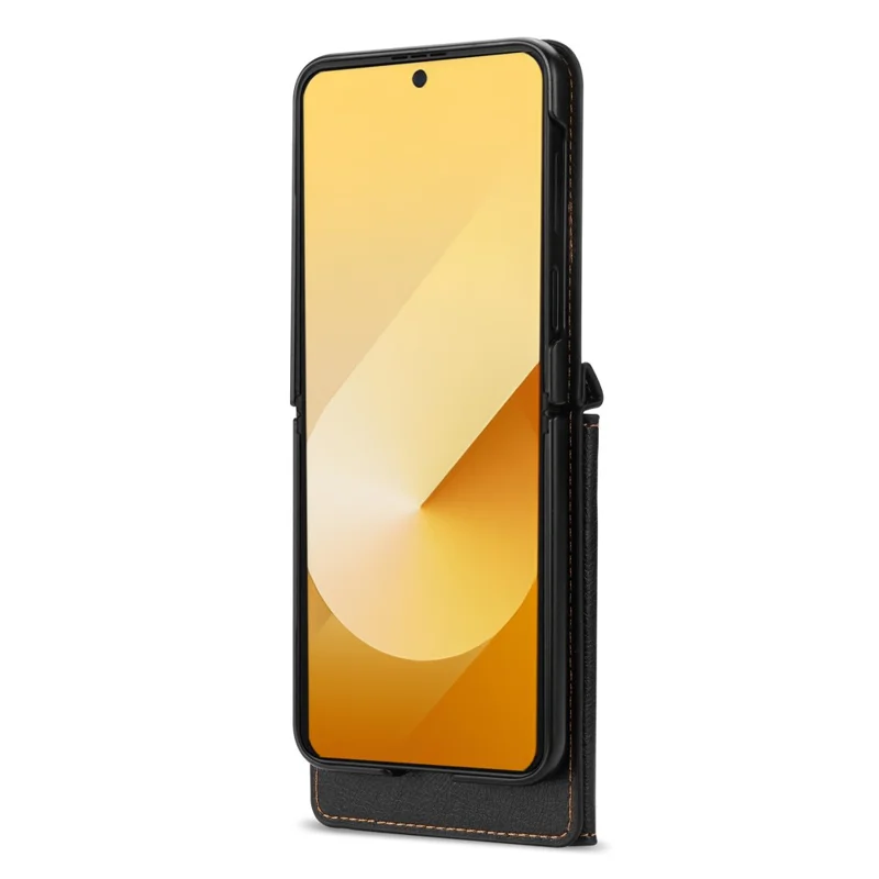 N.BEKUS Custodia per Samsung Galaxy Z Flip8 con Porta Carte con Cerniera, Cover in PU + PC con Tracolla - Nero