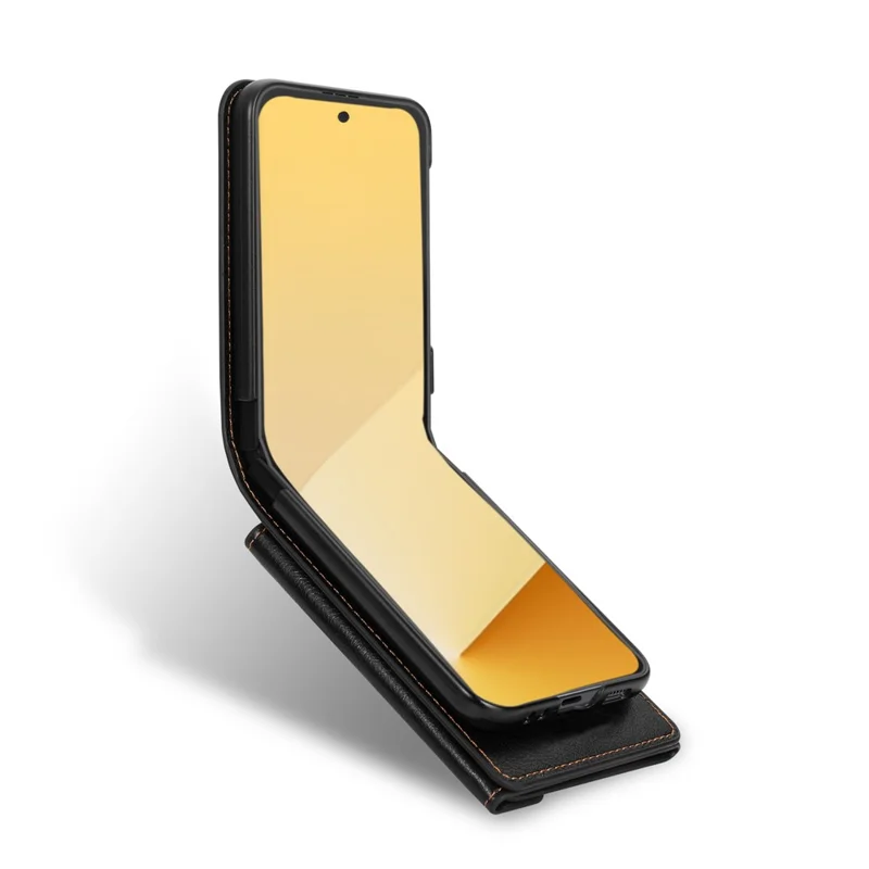 N.BEKUS Custodia per Samsung Galaxy Z Flip8 con Porta Carte con Cerniera, Cover in PU + PC con Tracolla - Nero