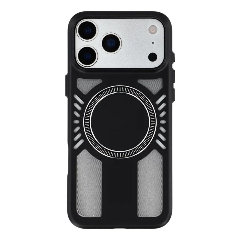 For iPhone 17 Pro Max Magnetic Case Heat Dissipation Hard PC Scratch Resistant Phone Cover - Black