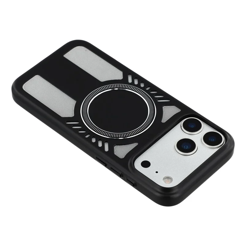 For iPhone 17 Pro Max Magnetic Case Heat Dissipation Hard PC Scratch Resistant Phone Cover - Black