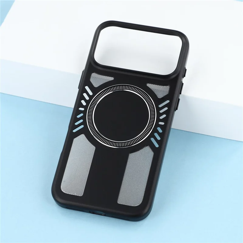 For iPhone 17 Pro Max Magnetic Case Heat Dissipation Hard PC Scratch Resistant Phone Cover - Black